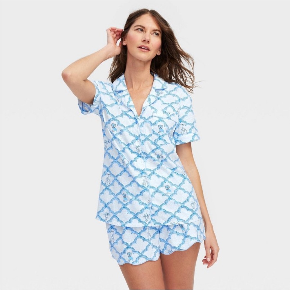 Roller Rabbit Blue Scallop-Print Pajama Set - Picture 8 of 13